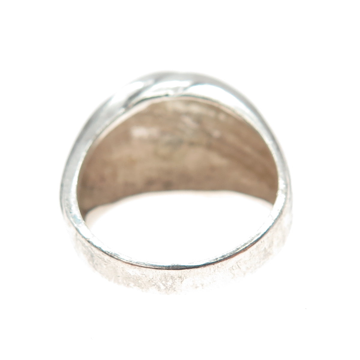 925 Sterling Silver Vintage Modernist Wavy Ribbed Dome Ring Size 7.25