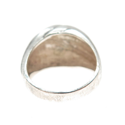 925 Sterling Silver Vintage Modernist Wavy Ribbed Dome Ring Size 7.25