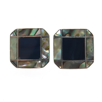 Metropolitan Museum of Art Silver Vintage Abalone Shell Blue Tiger Eye Earrings