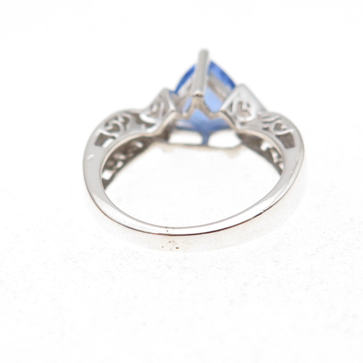 925 Sterling Silver Real Diamond & Iolite Love Oxidized Ring Size 5