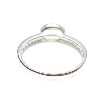 925 Sterling Silver Real Round-Cut Diamond & Oval-Cut Citrine Ring Size 7.25