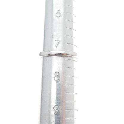 DSMK 925 Sterling Silver Real Emerald-Cut Blue Topaz & C Z Ring Size 7.5