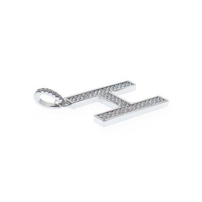 925 Sterling Silver Round-Cut C Z Sparkle Letter H Initial Charm Pendant