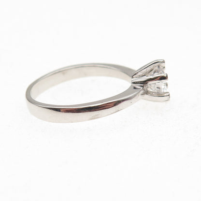 925 Sterling Silver Round-Cut C Z Engagement Ring Size 7.5