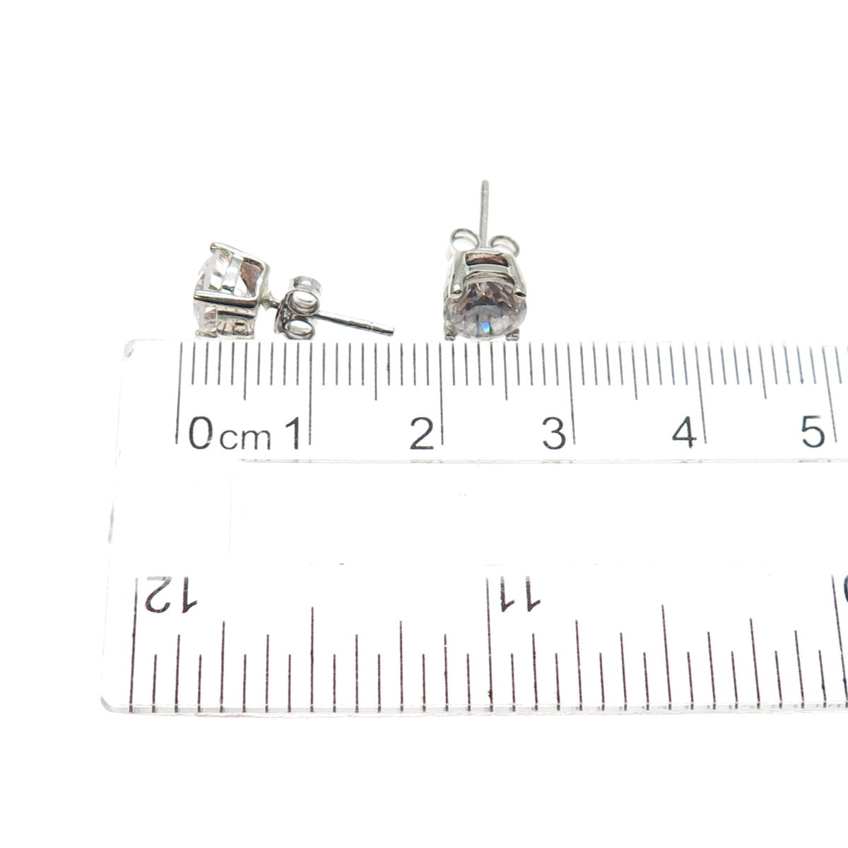 925 Sterling Silver Round-Cut C Z Stud Earrings