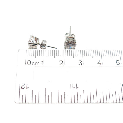 925 Sterling Silver Round-Cut C Z Stud Earrings