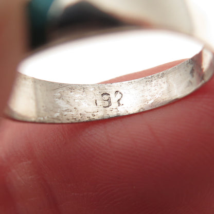 925 Sterling Silver Vintage Real Turquoise Inlay Oxidized Ring Size 5