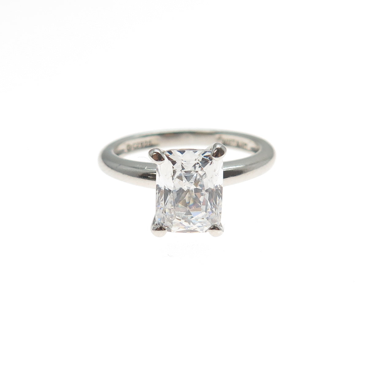925 Sterling Silver Radiant-Cut C Z Engagement Ring Size 7.75
