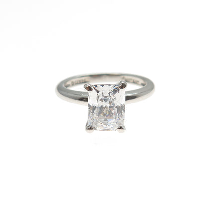925 Sterling Silver Radiant-Cut C Z Engagement Ring Size 7.75