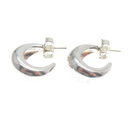 RALPH LAUREN 925 Sterling Silver Vintage Modernist Oxidized Hoop Earrings