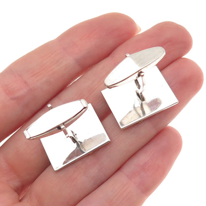 L&M Jewelry 925 Sterling Silver 14K Gold Vintage Ribbed Cufflinks