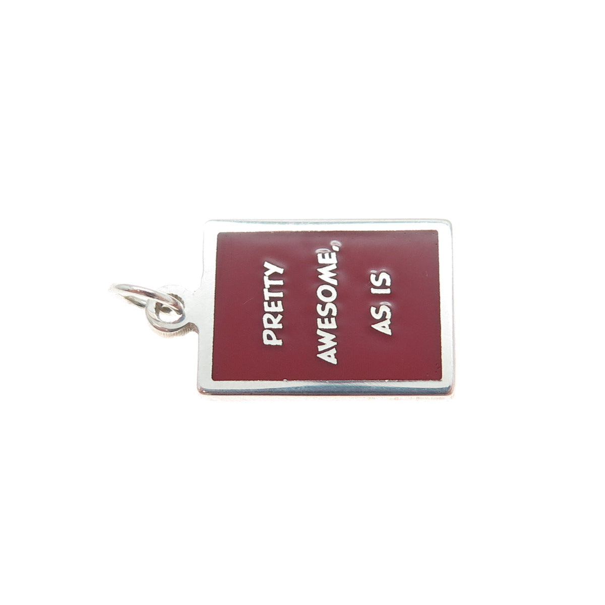 925 Sterling Silver Red Enamel Pretty Awesome, As Is Minimalist Charm Pendant