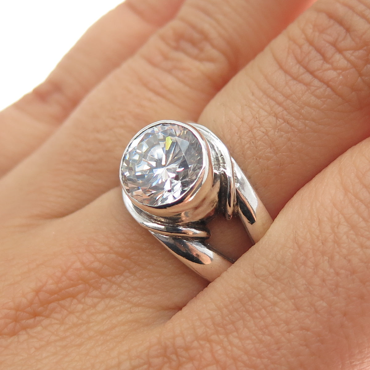JAD Gioia Clavenzani & Ivano Ghinelli Sterling Silver Vintage C Z Ring Size 7.25