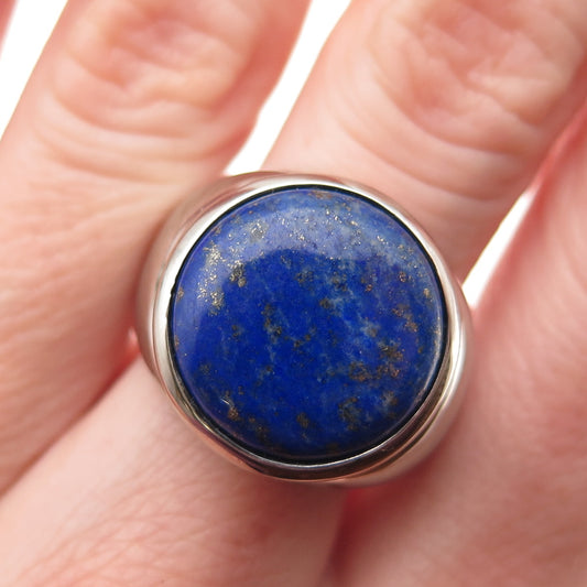 Ross Simons 925 Sterling Silver Vintage Real Lapis Modernist Ring Size 9