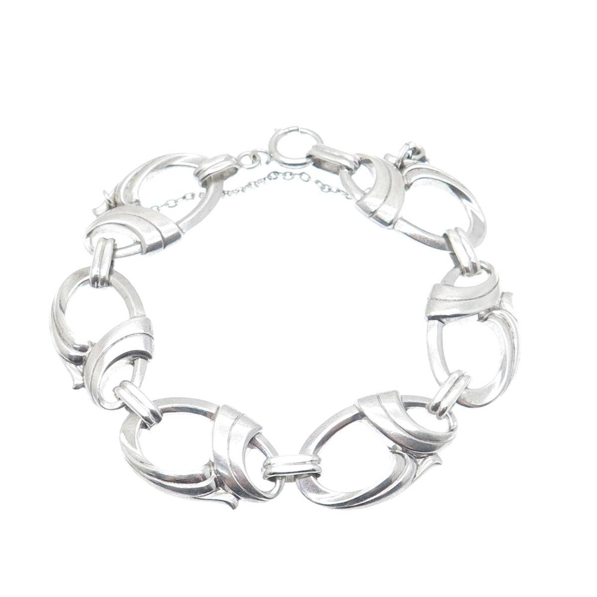 HARRY S. BICK 925 Sterling Silver Antique Twisted Ribbon Link Bracelet 7.25"