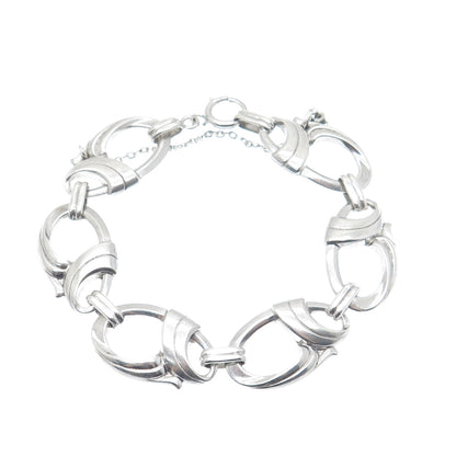 HARRY S. BICK 925 Sterling Silver Antique Twisted Ribbon Link Bracelet 7.25"