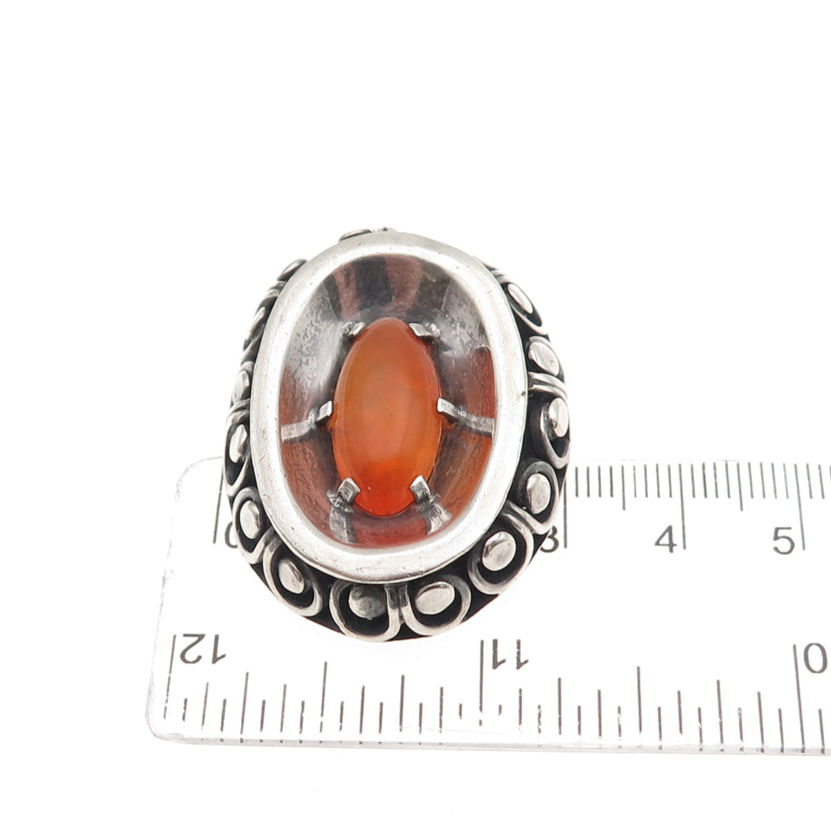 925 Sterling Silver Vintage RAF Mexico Real Opal Modernist Pin Brooch / Pendant