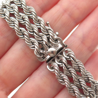 Rhythm 925 Sterling Silver Vintage Raymond Twisted Rope Link ID Bracelet 7.25"