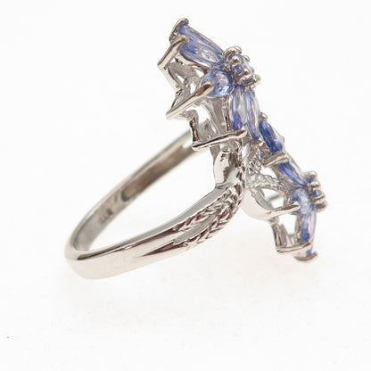 Chuck Clemency 925 Sterling Silver Real Tanzanite Floral Ring Size 8.25