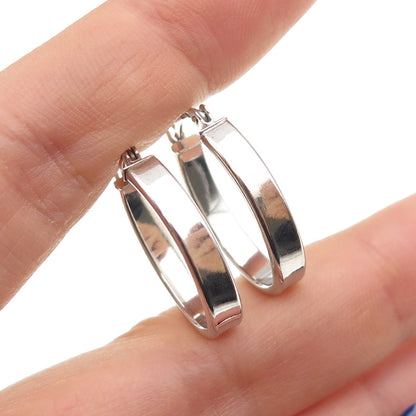 925 Sterling Silver Oval Hoop Earrings
