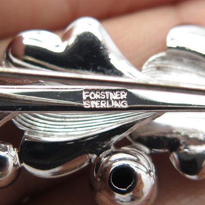 FORSTNER 925 Sterling Silver Antique Art Deco Leaf Pin Brooch