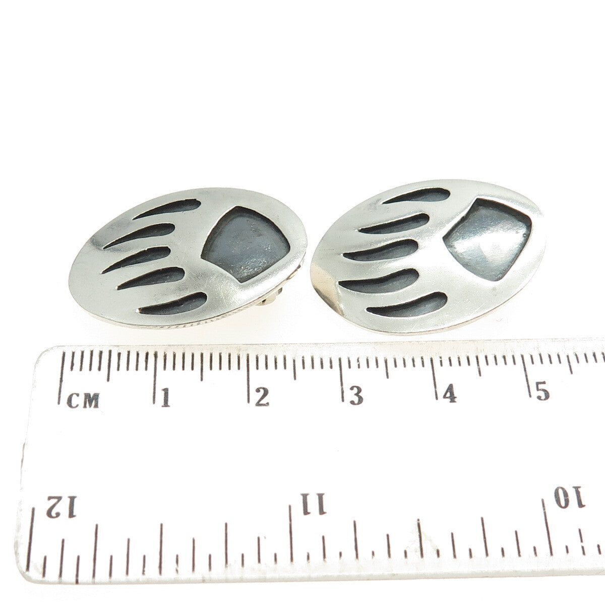 925 Sterling Silver Vintage Mexico Bear Paw Clip On Earrings