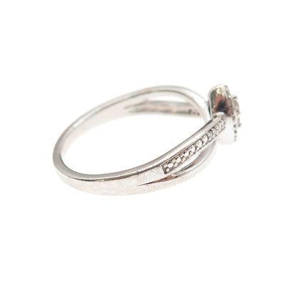 925 Sterling Silver Real Round-Cut Diamond Promise Ring Size 7