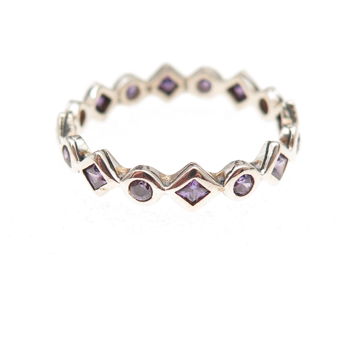 Silpada 925 Sterling Silver Vintage Real Amethyst All Around Band Ring Size 8.25