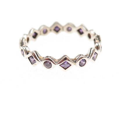 Silpada 925 Sterling Silver Vintage Real Amethyst All Around Band Ring Size 8.25