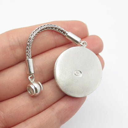 950 Silver Vintage Real Eilat Gemstone Fob Key Chain
