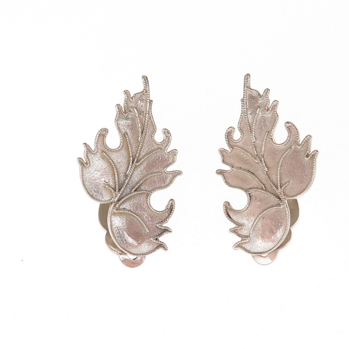 MMA Metropolitan Museum of Art Sterling Silver Vintage Floral Clip On Earrings