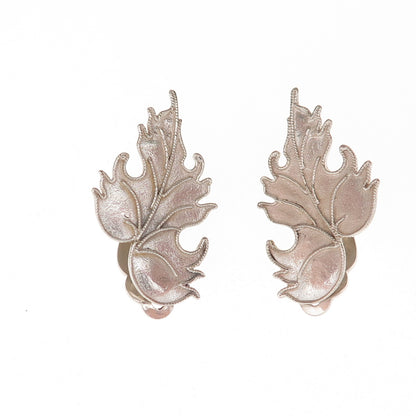 MMA Metropolitan Museum of Art Sterling Silver Vintage Floral Clip On Earrings