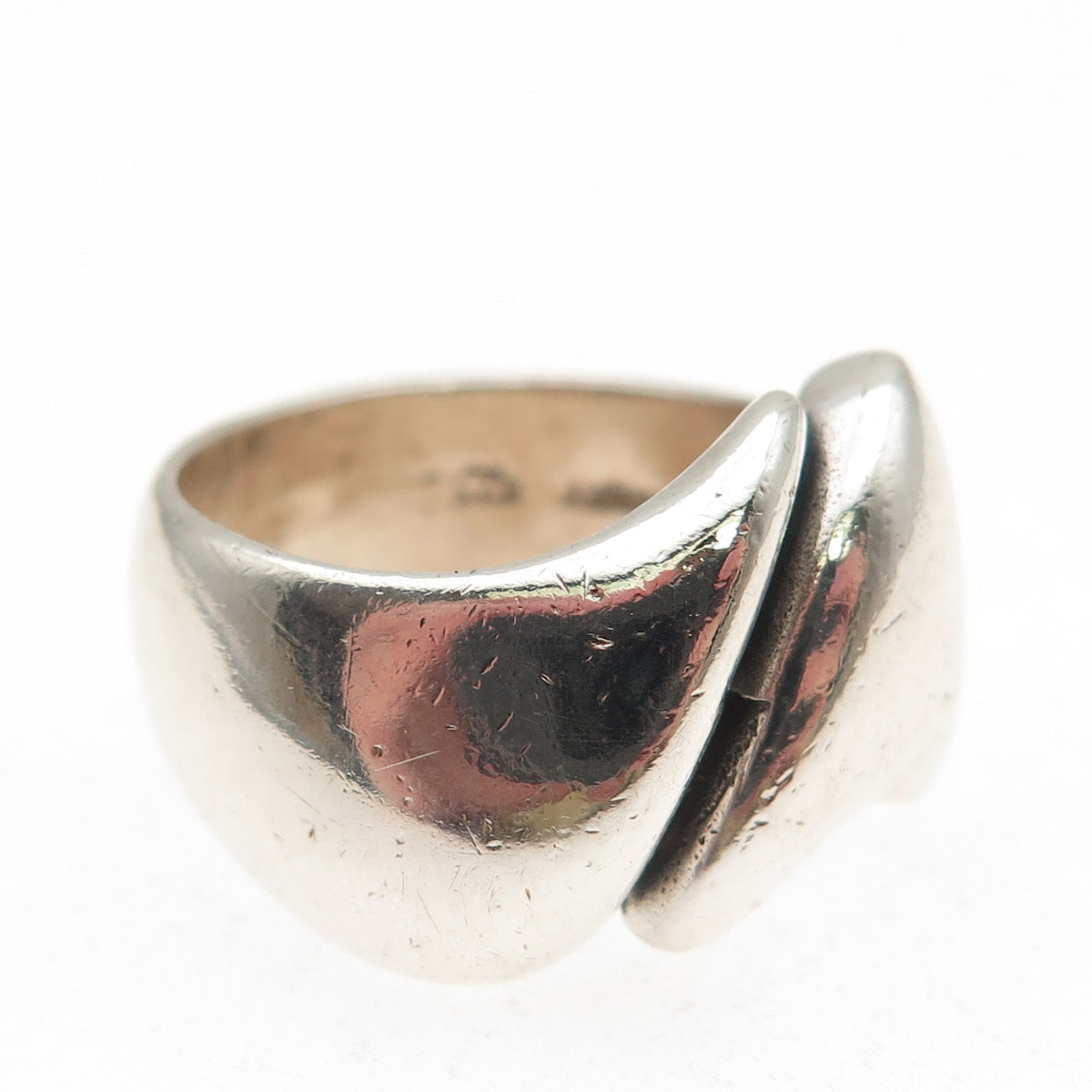 Pia Rauff 925 Sterling Silver Vintage Denmark Modernist Oxidized Ring Size 7