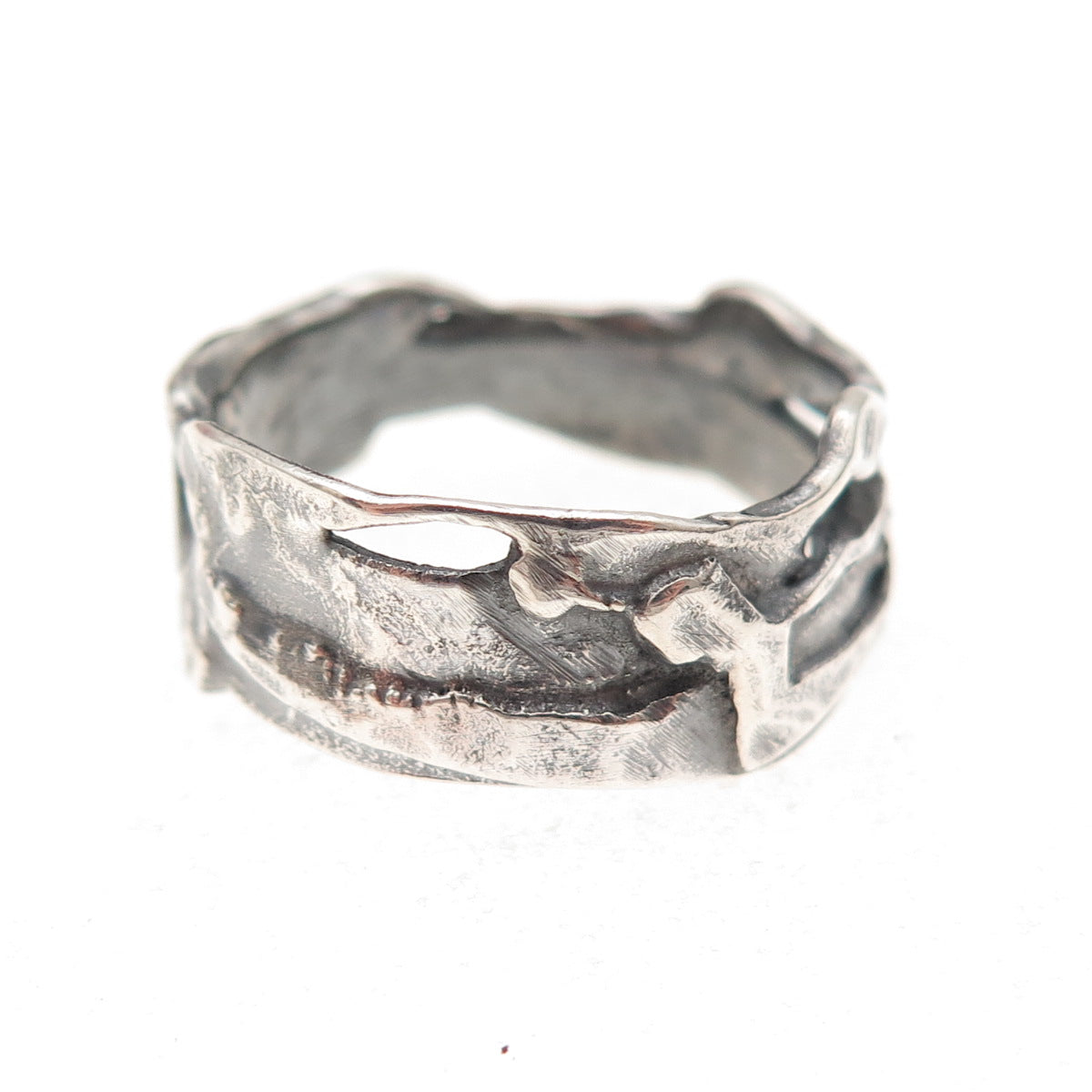 925 Sterling Silver Vintage Modernist Oxidized Band Ring Size 7.5