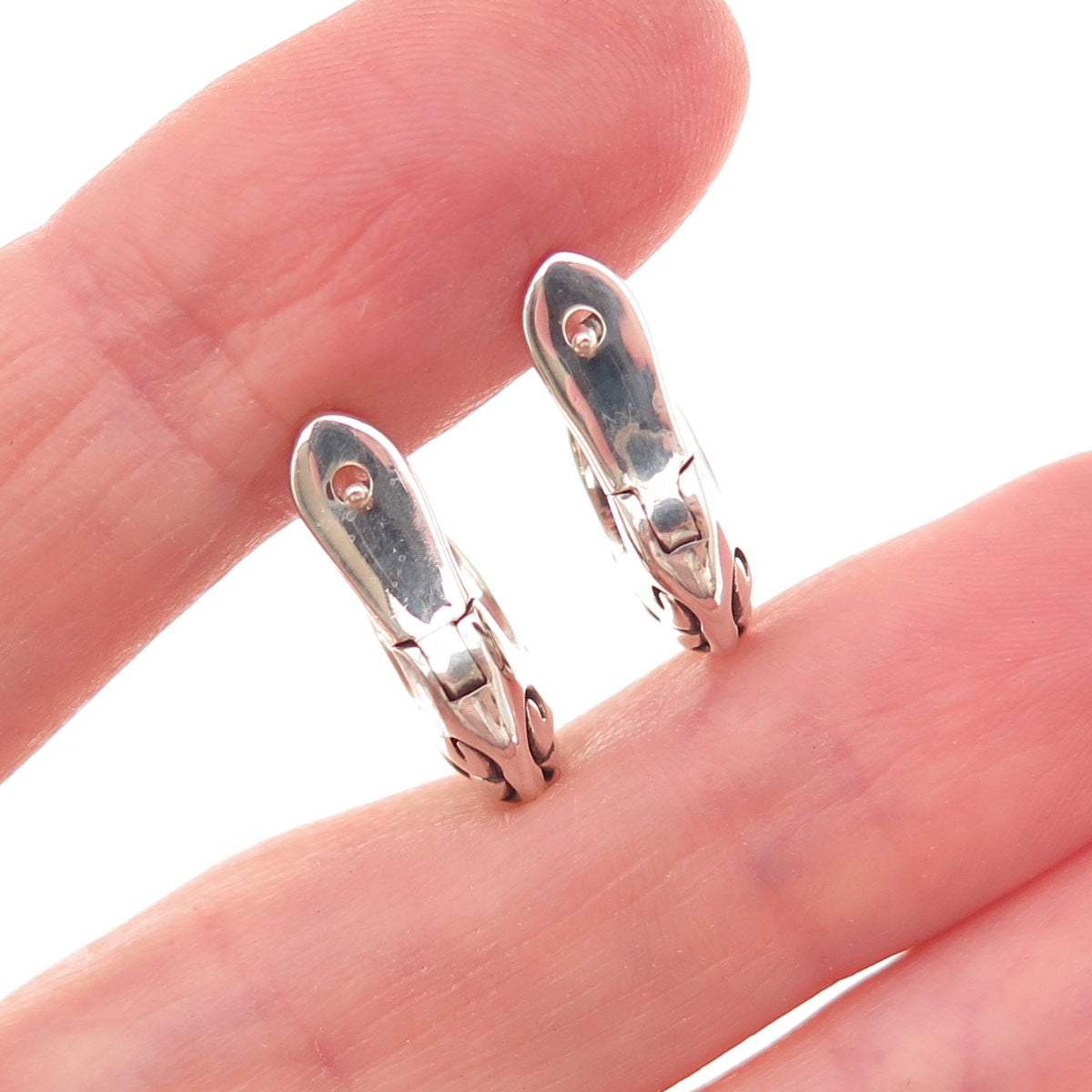 Zina 925 Sterling Silver Vintage Ornate Oxidized Hoop Earrings