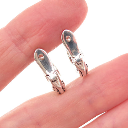 Zina 925 Sterling Silver Vintage Ornate Oxidized Hoop Earrings