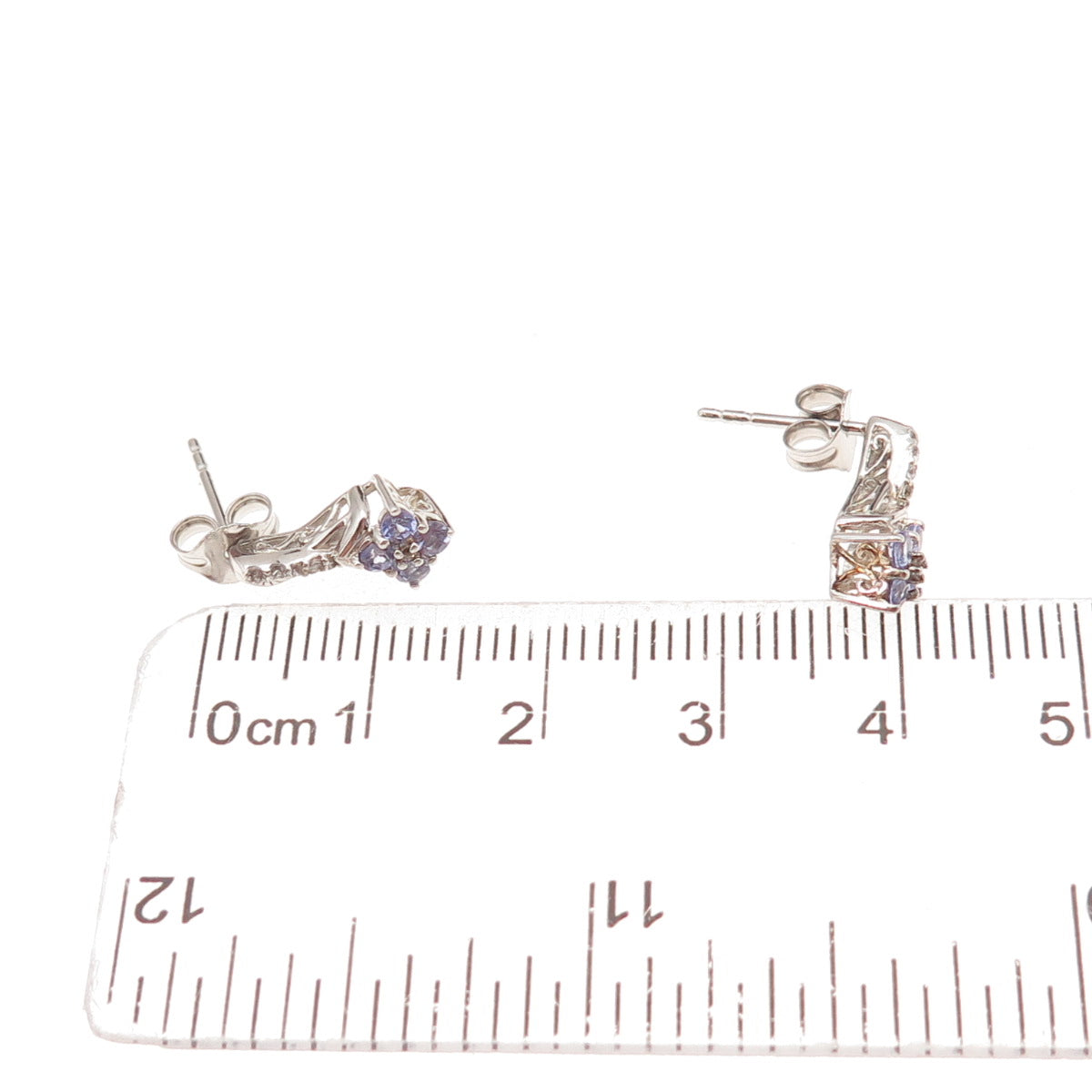 Chuck Clemency 925 Sterling Silver Real Tanzanite & White Topaz Earrings