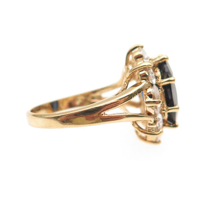 925 Sterling Silver Gold Plated Lab-Created Sapphire & C Z Ring Size 7