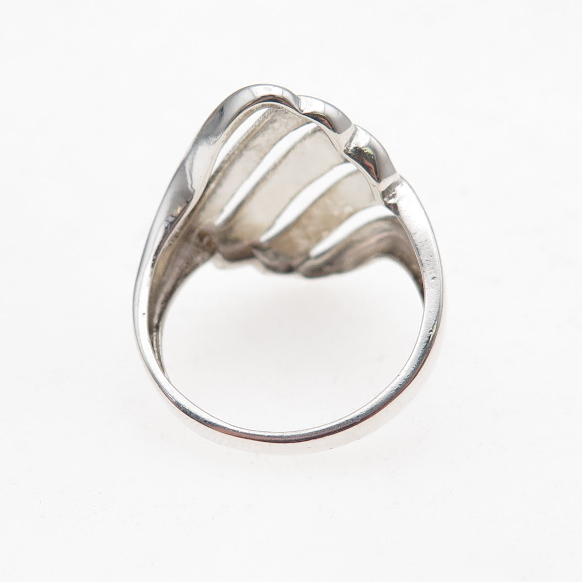 925 Sterling Silver Vintage Modernist Ribbed Ring Size 7
