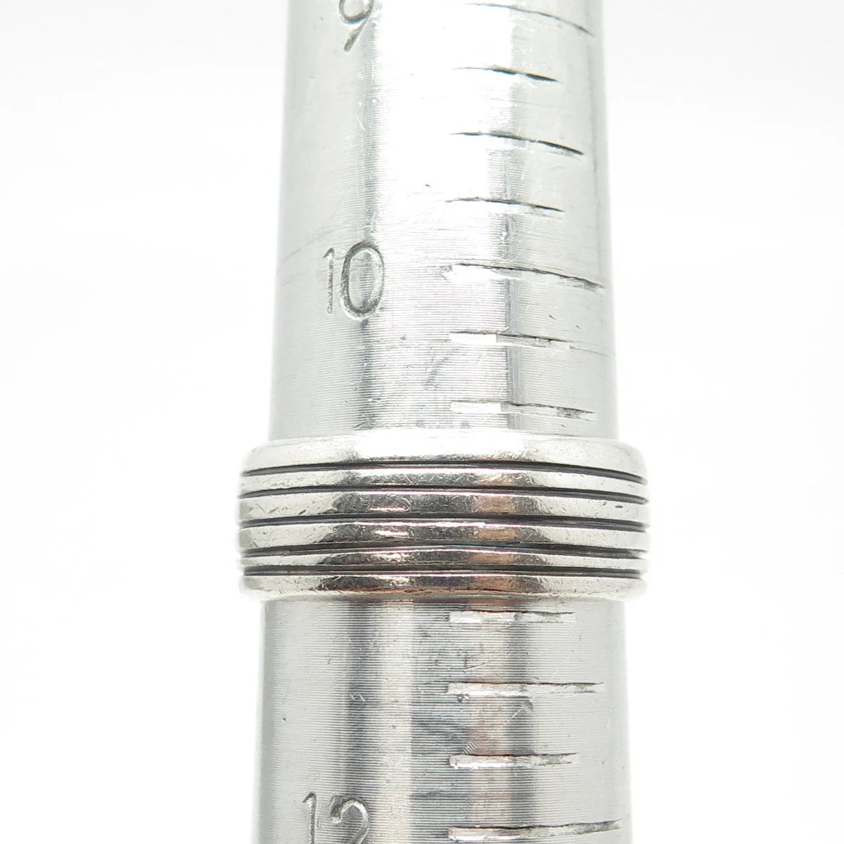 925 Sterling Silver Vintage Striped Band Ring Size 11.25
