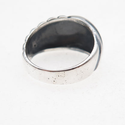 925 Sterling Silver Vintage Modernist Oxidized Ring Size 7.5