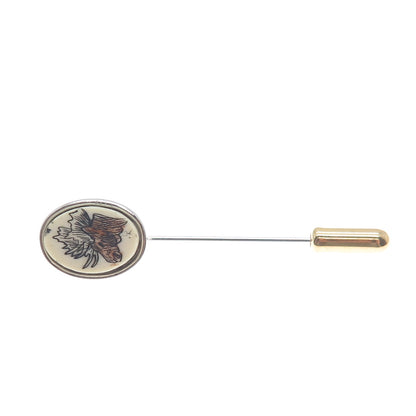 Old Pawn 925 Sterling Silver 2-Tone Vintage Southwestern Elk Tribal Lapel Pin