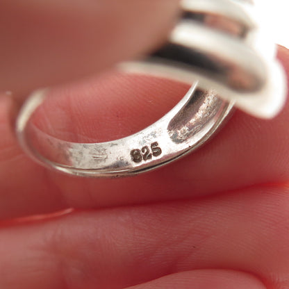 925 Sterling Silver Vintage Modernist Bypass Oxidized Ring Size 5.75
