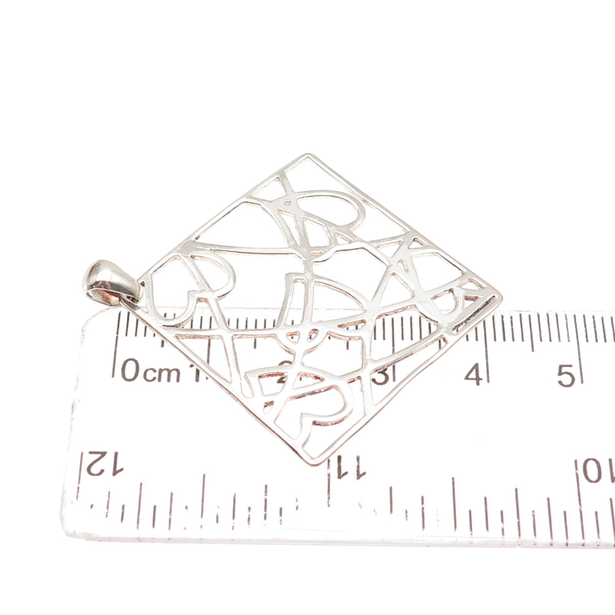 925 Sterling Silver Vintage Italy Heart Spider Web Charm Pendant