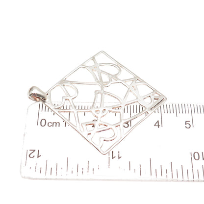 925 Sterling Silver Vintage Italy Heart Spider Web Charm Pendant