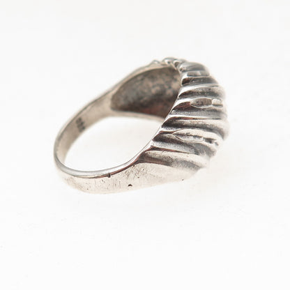 925 Sterling Silver Vintage Modernist Oxidized Dome Ring Size 7