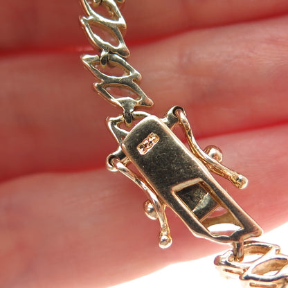 925 Sterling Silver Gold Plated Marquise-Cut C Z Tennis Link Bracelet 7"