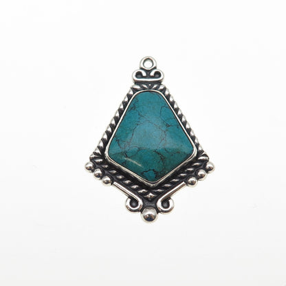 Old Pawn Sterling Silver Vintage Southwestern Kingman Turquoise Charm Pendant