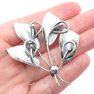 CARL OVE FRYDENSBERG Sterling Silver Vintage Denmark Modernist Lily Pin Brooch
