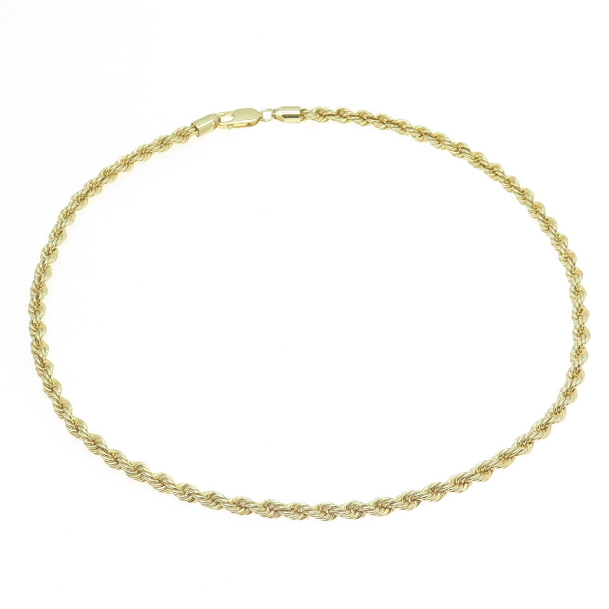 925 Sterling Silver Gold Pated Twisted Rope Chain Necklace 16"